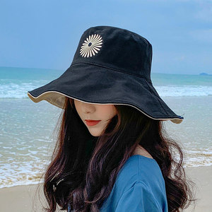 햇빛 가리개 태양 챙넓은 모자 데이지 어부 모자 여자 양면 투톤 얼굴 가림 ins -522927