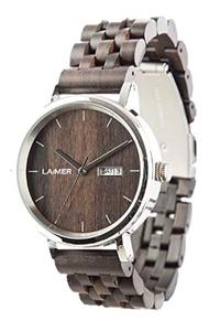 나무손목시계 우드로 만든 LAiMER 남성용 손목 시계 RAÚL Mod 0063 스테인리스 스틸 아날로그 오토매틱 시계-550340