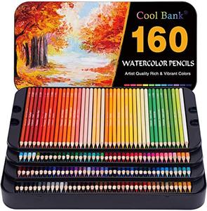 160 개의 전문 수채화 연필, 색칠하기 책용 수채화 연필 세트, 아티스트 연필 세트, 주석 상자의 스케치 미국출고 -564278