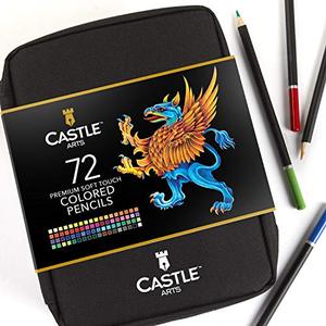 Castle Art Supplies 72 색연필 집업 세트 for Adults Kids Artists | 쉬운 지퍼 여행용 케이스의 색칠 그리기 스케치 음영에 적합 미국출고 -564173