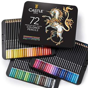 Castle Art Supplies 성인 아티스트 초보자를위한 72 가지 프리미엄 컬러 컬러링 연필 세트 | 스케치 음영 그리기에 이상적 | 생생한 색상의 Artist Soft 시리즈 리드 코어-56416 미국출고 -564162