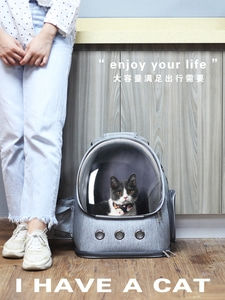 강아지 고양이 이동가방 배낭  고양이 배낭 투명 고양이 가방 나들이 우주선 탑승자 여름 통기 강아지 어깨 고양이 책-576154