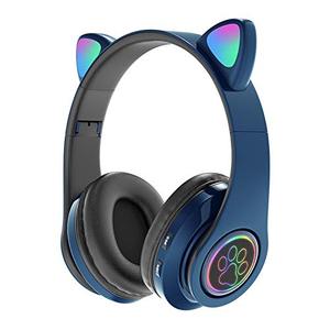 Amazing 7 Cat ’s Ears LED 블루투스 헤드폰, 액티브 노이즈 캔슬링 헤드폰, 무선 헤드셋 오버 이어, 8 시간 재생, Hi-Fi 스테레오, 음악 게임 DJ를위한 딥베이스 (피콕 블루)-57 미국출고-577664