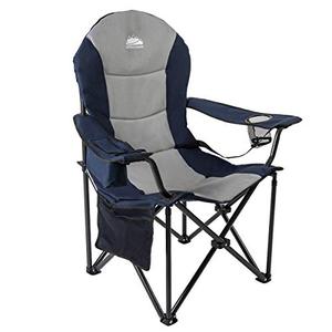 요추 등받이가있는 Coastrail 야외 캠핑 의자, 쿨러 백, 컵 홀더 및 사이드 포켓이있는 대형 패딩 잔디 의자 접이식 쿼드 암 의자, 캠핑의자 미국출고-577821