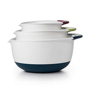 옥소 OXO Good Grips 3-Piece Mixing Set, White Bowls with Red , Green , Blue Handles 미국출고-577928