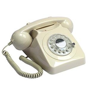 GPO 746 Rotary 1970s-style 레트로 엔틱 Landline 레트로 클래식 전화기 - Curly Cord, Authentic Bell Ring  미국출고-577762