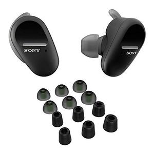 소니 Sony WF-SP800N Truly Wireless 스포츠 인 이어 노이즈 캔슬링 헤드폰 (블랙), Knox Gear 노이즈 차단 메모리 폼 및 실리콘 이어 팁 (각 3 쌍) 번들 (2 개 품목)-5 미국출고-577564