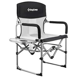 KingCamp 헤비 듀티 캠핑 접이식 디렉터 의자 사이드 테이블 및 사이드 포켓이있는 특대 패딩 시트, 396 파운드 지원 캠핑의자 미국출고-577828
