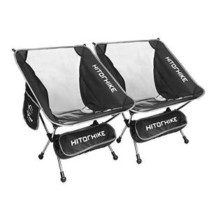 Hitorhike 캠핑 의자 통기성 메쉬 구조 2 개의 사이드 포켓 알루미늄 프레임 캠프 의자 (캐리 백 포함) 배낭 여행 및 캠핑을위한 작고 가벼운 접이식 의자 (블랙 2 개) 캠핑의자 미국출고-577824