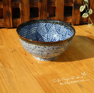 라면그릇 일본 도자기 식기 파도무늬 5 5 우동-595869