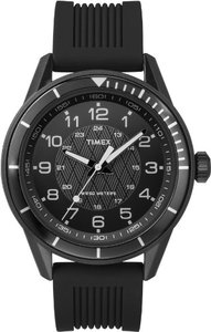 블랙 다이얼 아날로그 디스플레이와 블랙 레진 스트랩 타이맥스 599722 미국 남성 시계