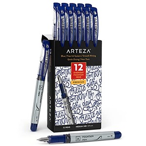 Arteza 일회용 12개들이 중형 0 9mm 펜촉 매끄럽게 쓰는 속건성 595902 미국 만년필