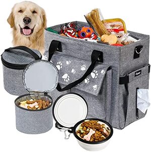 강아지 애견 고양이 가방 급식 미국 클로리스트 여행용,음식 여행 용기 및 접이식 그릇 2개-628794