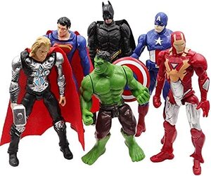 액션 피규어 미국 모형 슈퍼히어로 6종 세트 – 최고의 영웅 세트 배트맨, 슈퍼맨, 헐크, 토르, 아이언맨, 캡틴 아메리카, 컬렉션 모델-624735