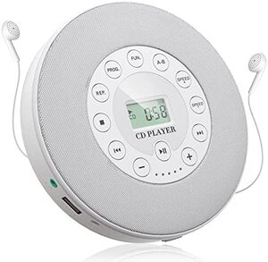 레트로 빈티지 미국 플레이어 스테레오 스피커가 장착된 WOKALON 휴대용 CD, 2000mAh 배터리가 장착된 충전식 CD-628095