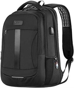 신학기 가방 미국 백팩 노트북 수납용 15.6,17인치 여성 남성용 USB 충전 포트가 있는 도난 방지 방수, 블랙-630332