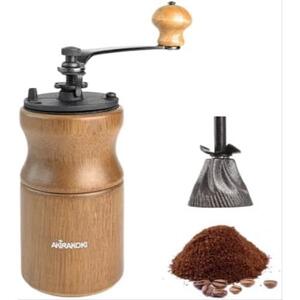 커피 그라인더 미국 KIRAKOKI 수동 원두 목재 밀기, 대용량 핸드 크랭크-631788
