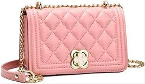 PU 가죽 가방 다이아몬드 패턴 크로스백 핸드백 클러치 분홍색 독일