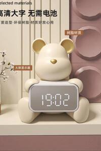 디지털 탁상시계 LED 곰인형 인테리어 귀여운 알람 시간 LED 대형 스크린 디스플레이-637156
