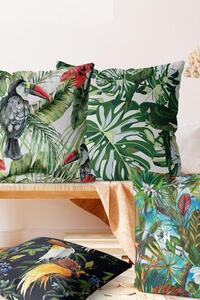 쿠션 방석 열대식물 꽃과 새 패턴 플리스 양면 소파 베개 침대