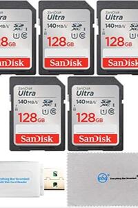 샌디스크 128GB 울트라 - 5팩 UHS-I Class 10 SD 플래시 메모리 카드 미국-638257