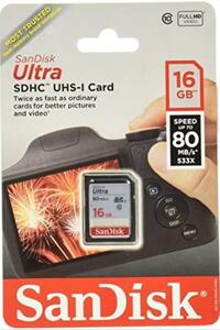 샌디스크 울트라 SDHC 16GB 80MB/S C10 플래시 메모리 카드 미국-638255