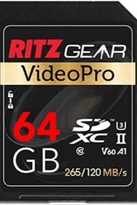 리츠기어 64GB 고속 SDXC UHS-II SD카드, C10, U3, V60, Full-HD 미국-638280