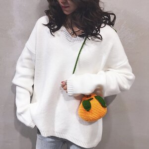 귀여운 여성가방 큐티 한라봉 털실짜임 크로스 오렌지 호박가방 겨울 미니