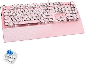 레트로 키보드 미국 토니저 핑크 기계식 게이밍 흰색 LED 백라이트(블루 스위치)-640999